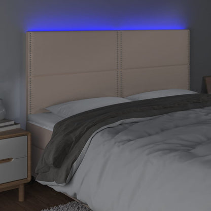 Sänggavel LED cappuccino 160x5x118/128 cm konstläder