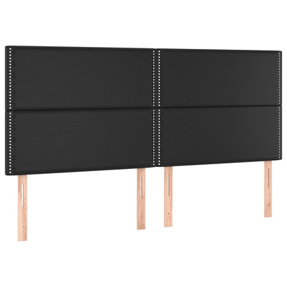 Sänggavel LED svart 180x5x118/128 cm konstläder