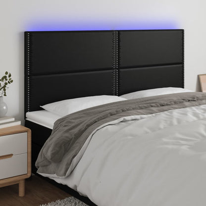 Sänggavel LED svart 180x5x118/128 cm konstläder