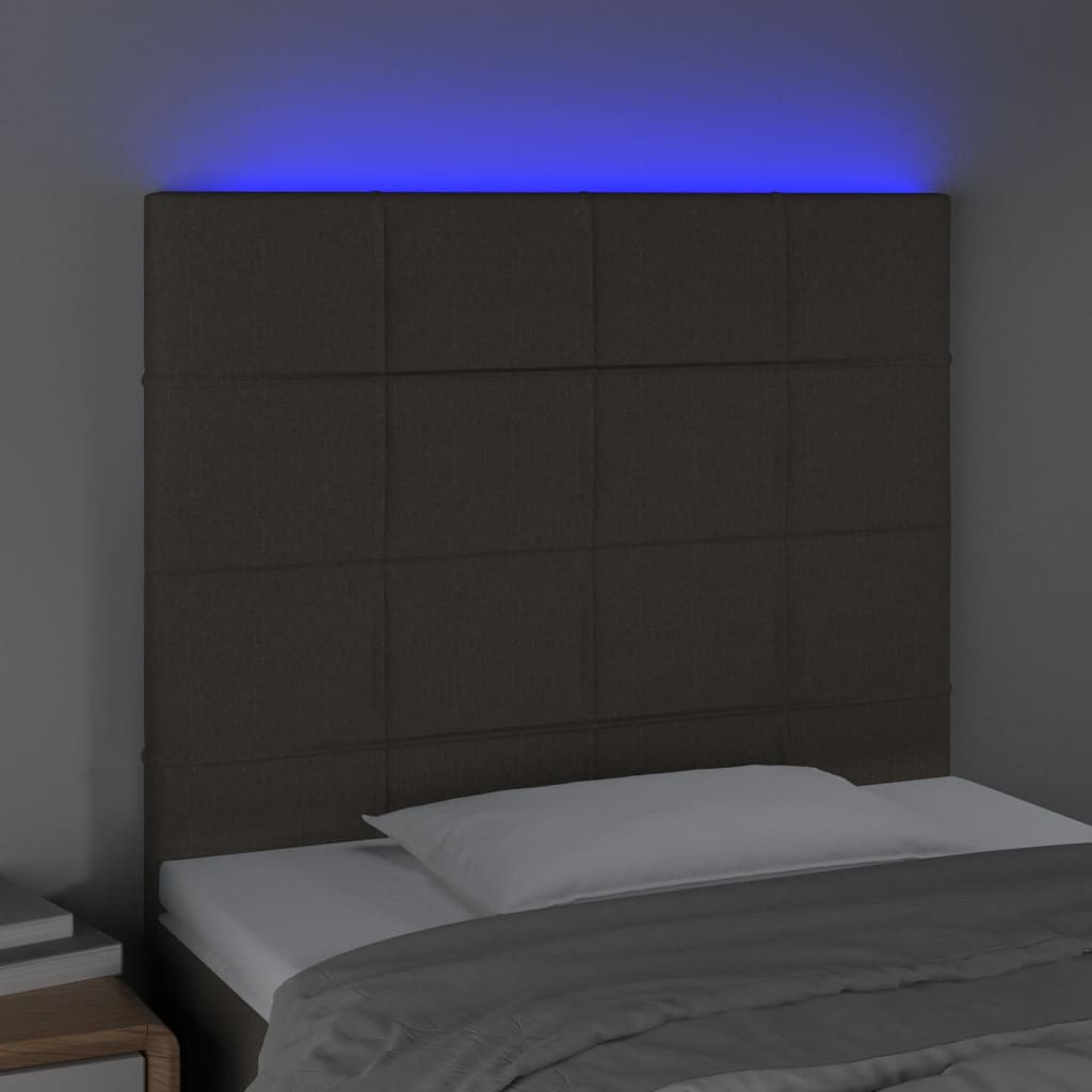 Sänggavel LED taupe 80x5x118/128 cm tyg