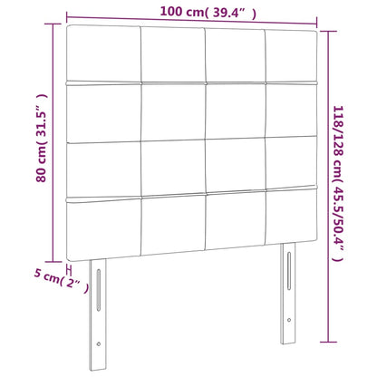 Sänggavel LED ljusgrå 100x5x118/128 cm tyg