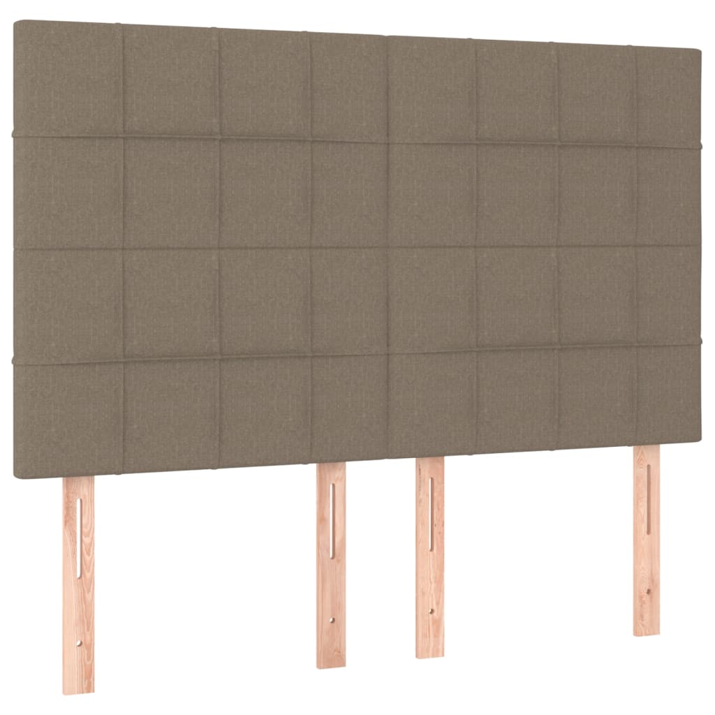 Sänggavel LED taupe 144x5x118/128 cm tyg