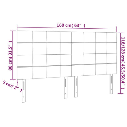 Sänggavel LED gräddvit 160x5x118/128 cm tyg