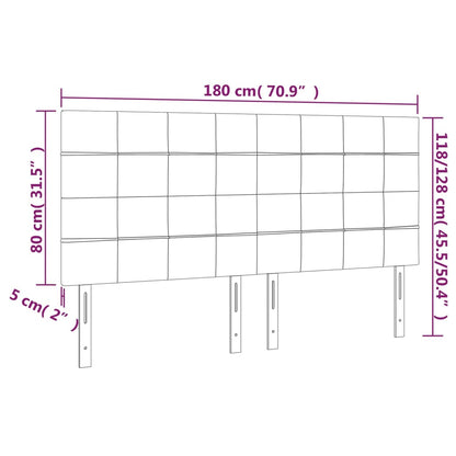 Sänggavel LED ljusgrå 180x5x118/128 cm tyg