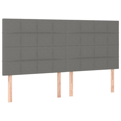 Sänggavel LED mörkgrå 180x5x118/128 cm tyg