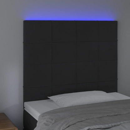 Sänggavel LED svart 80x5x118/128 cm sammet