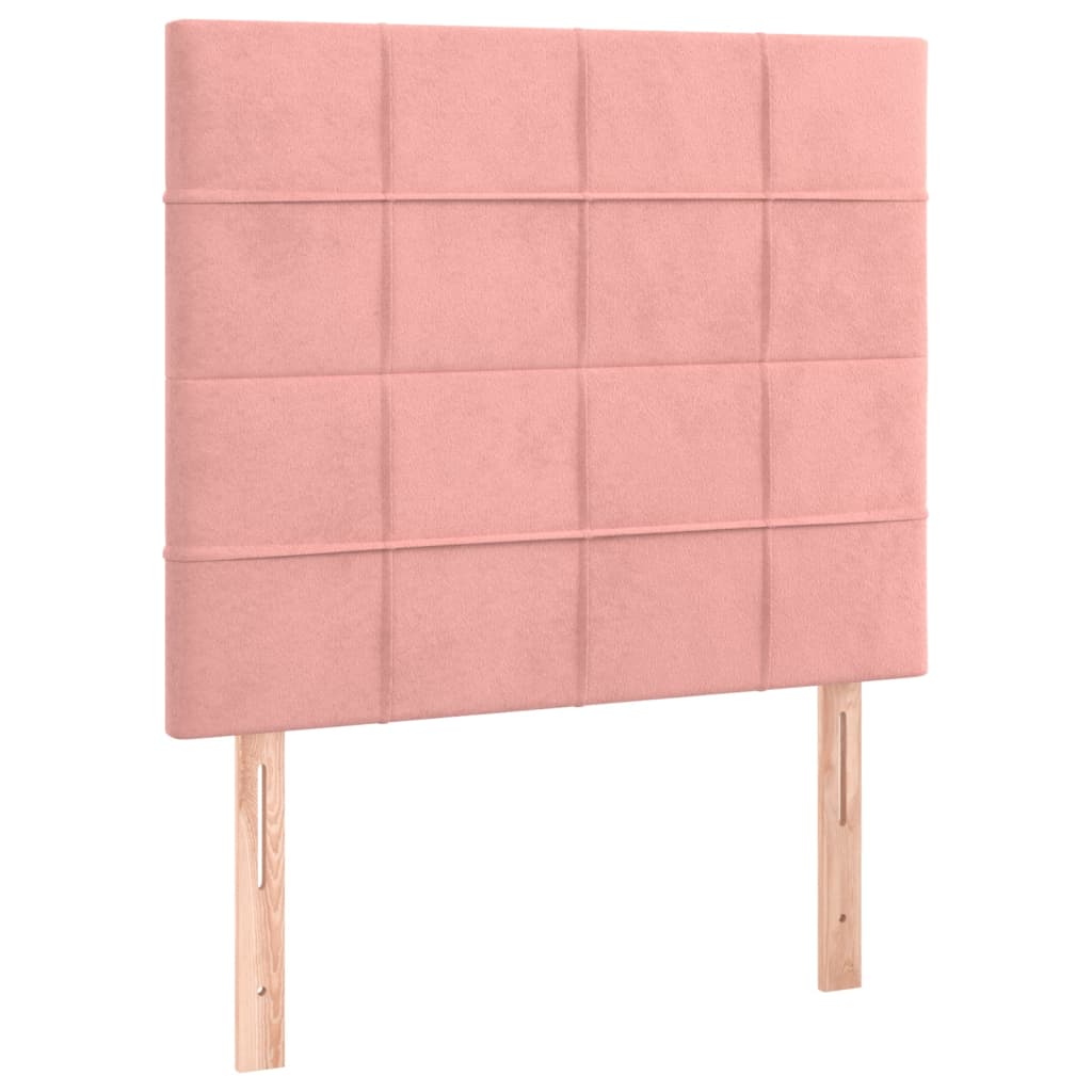 Sänggavel LED rosa 80x5x118/128 cm sammet