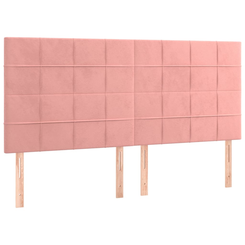 Sänggavel LED rosa 160x5x118/128 cm sammet