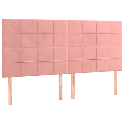 Sänggavel LED rosa 160x5x118/128 cm sammet