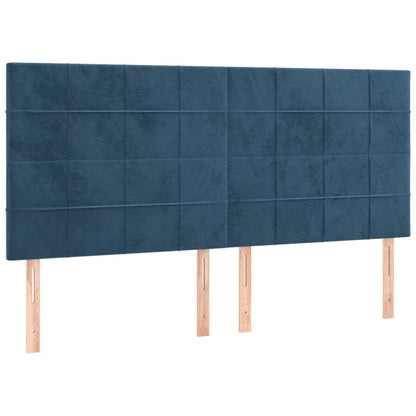 Sänggavel LED mörkblå 180x5x118/128 cm sammet