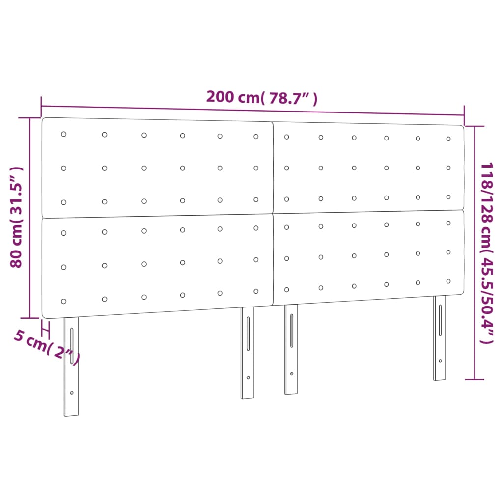 Sänggavel LED vit 200x5x118/128 cm konstläder