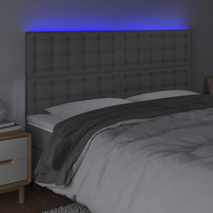 Sänggavel LED grå 200x5x118/128 cm konstläder