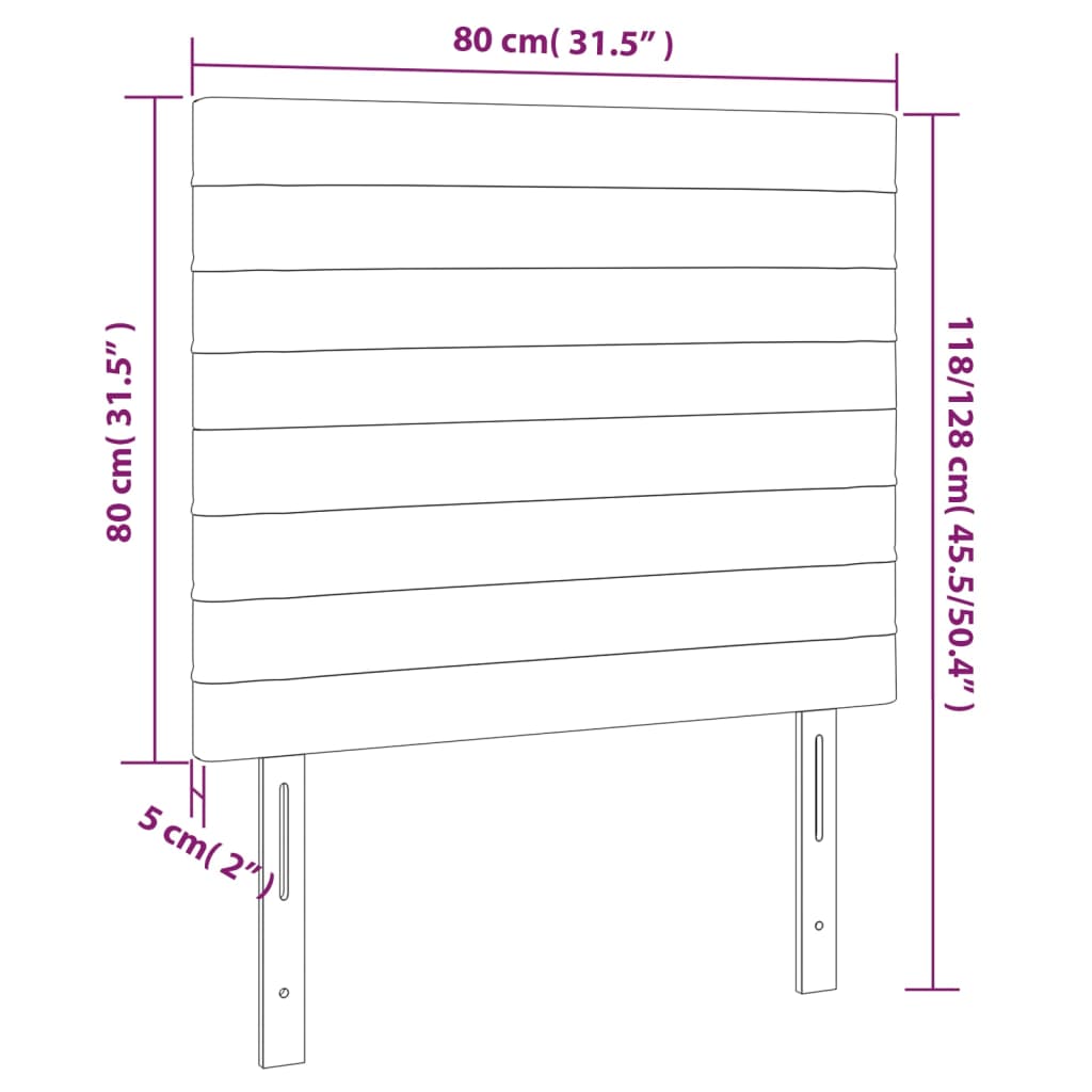 Sänggavel LED ljusgrå 80x5x118/128 cm tyg