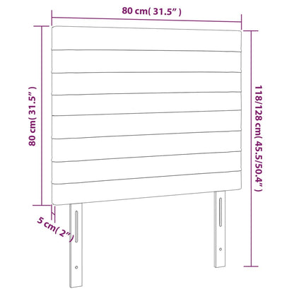 Sänggavel LED ljusgrå 80x5x118/128 cm tyg