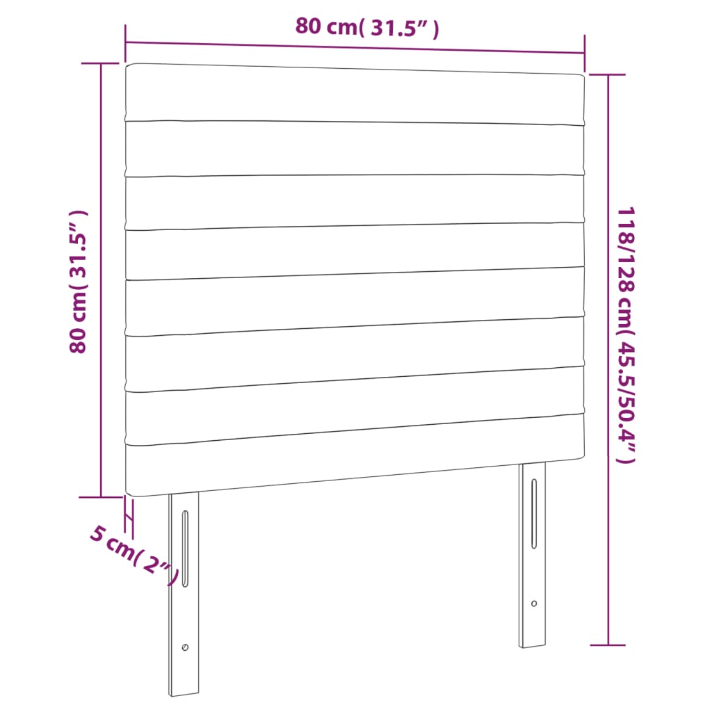 Sänggavel LED mörkgrå 80x5x118/128 cm tyg