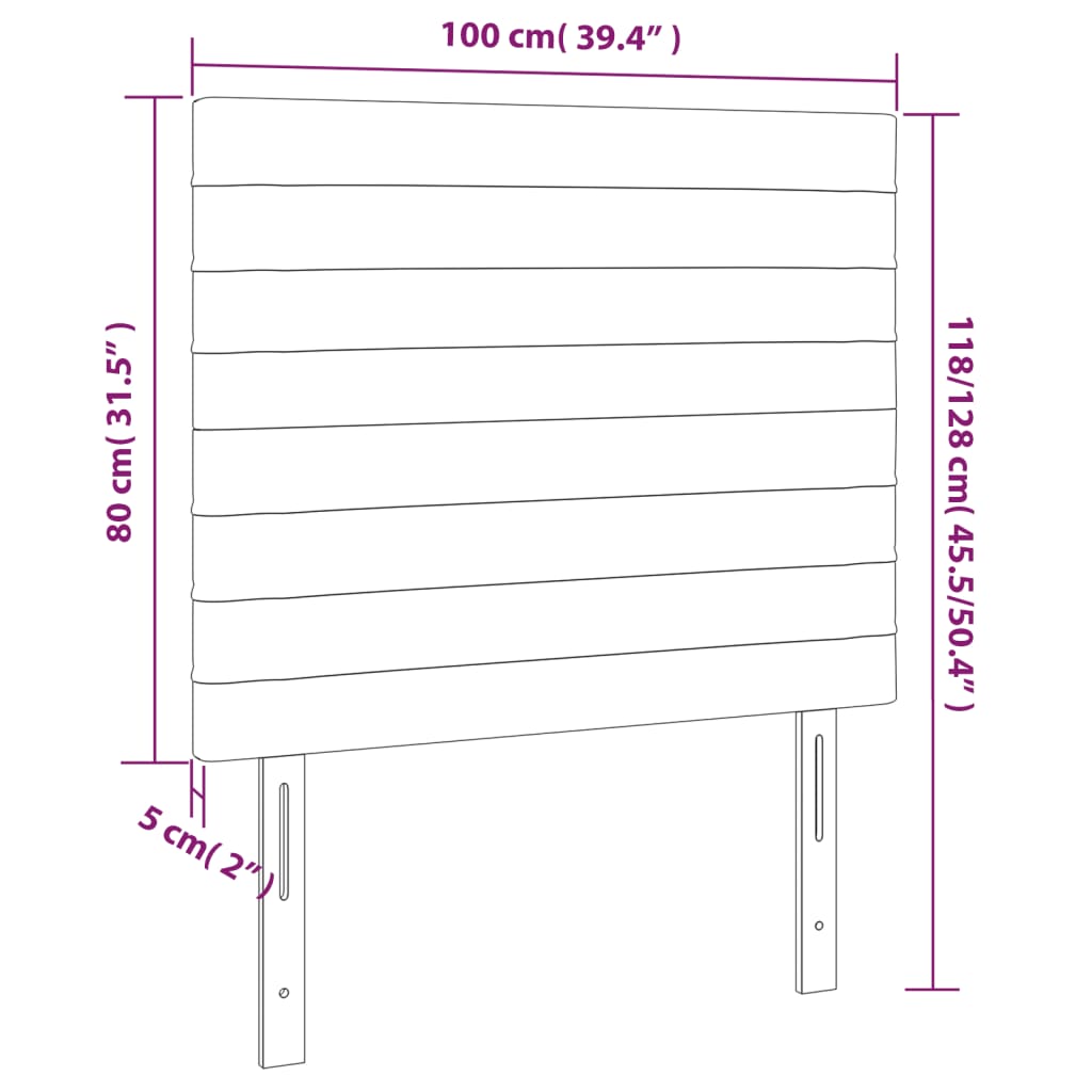 Sänggavel LED svart 100x5x118/128 cm tyg