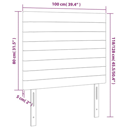 Sänggavel LED mörkbrun 100x5x118/128 cm tyg