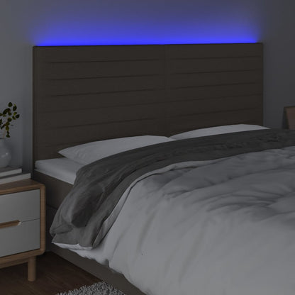 Sänggavel LED taupe 180x5x118/128 cm tyg