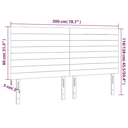 Sänggavel LED mörkgrå 200x5x118/128 cm tyg