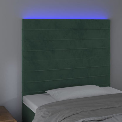 Sänggavel LED mörkgrön 80x5x118/128 cm sammet