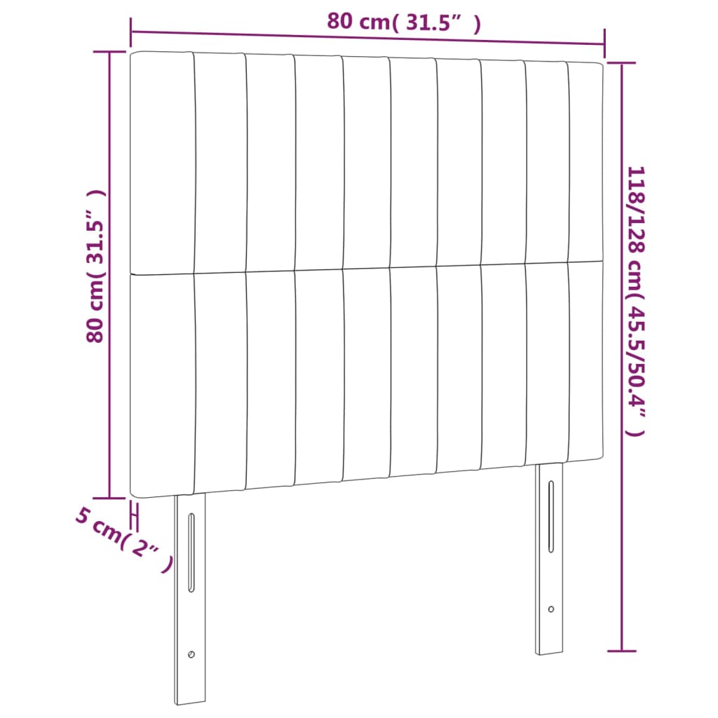 Sänggavel LED ljusgrå 80x5x118/128 cm tyg