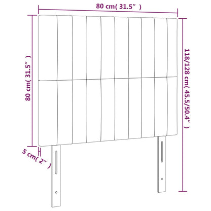 Sänggavel LED ljusgrå 80x5x118/128 cm tyg