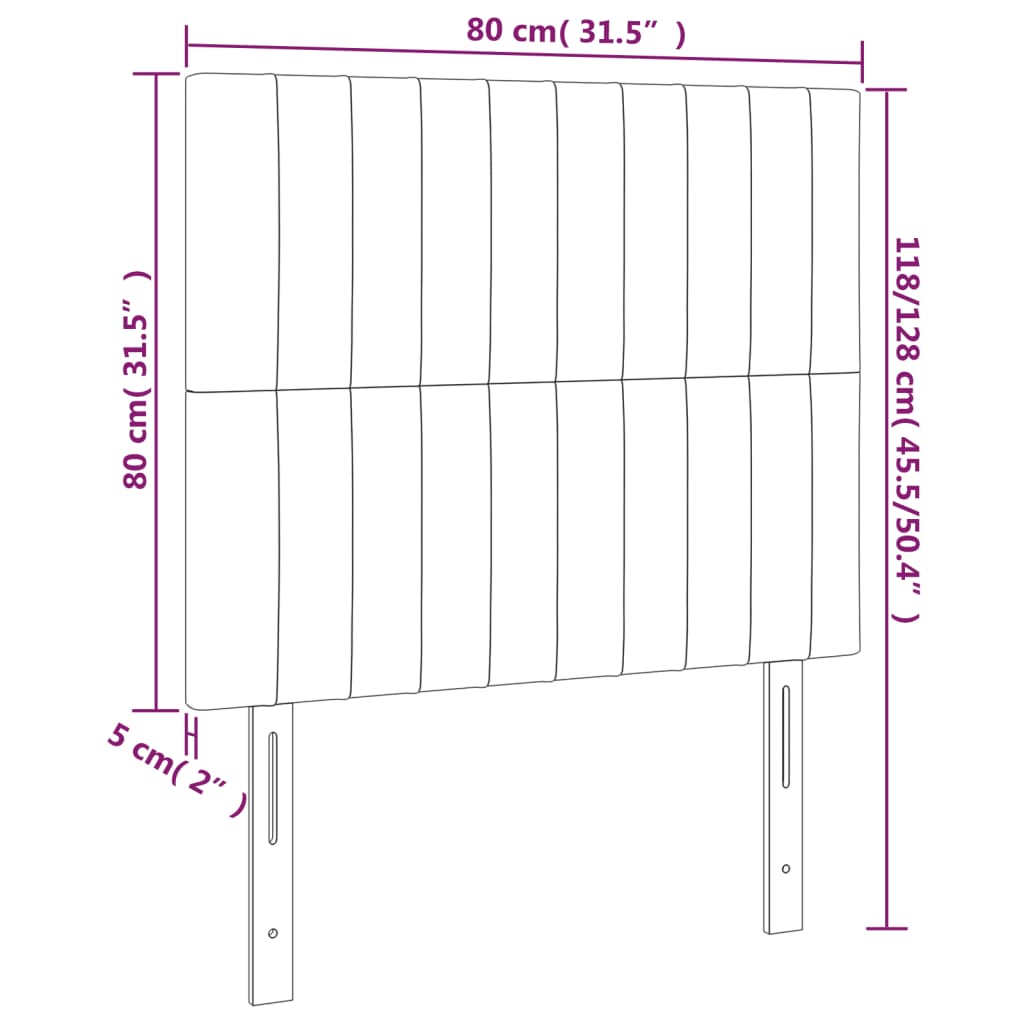 Sänggavel LED mörkgrå 80x5x118/128 cm tyg