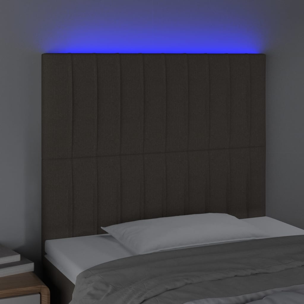 Sänggavel LED taupe 90x5x118/128 cm tyg