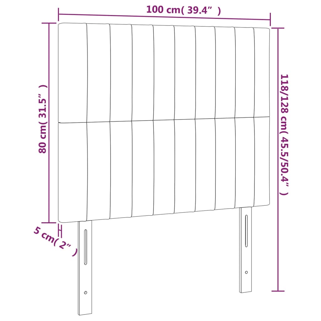 Sänggavel LED blå 100x5x118/128 cm tyg