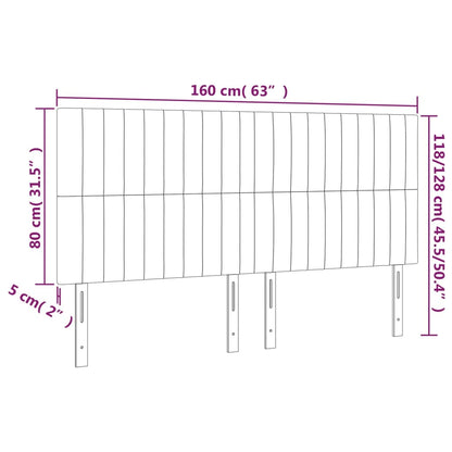 Sänggavel LED ljusgrå 160x5x118/128 cm tyg