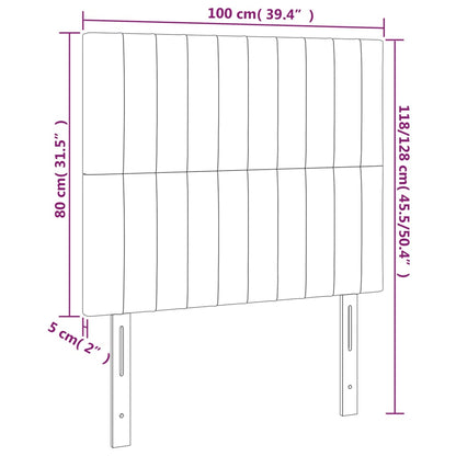 Sänggavel LED ljusgrå 100x5x118/128 cm sammet