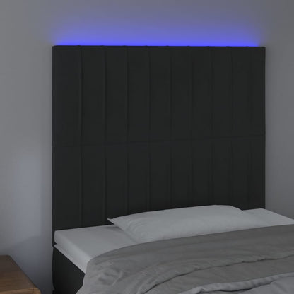 Sänggavel LED svart 100x5x118/128 cm sammet