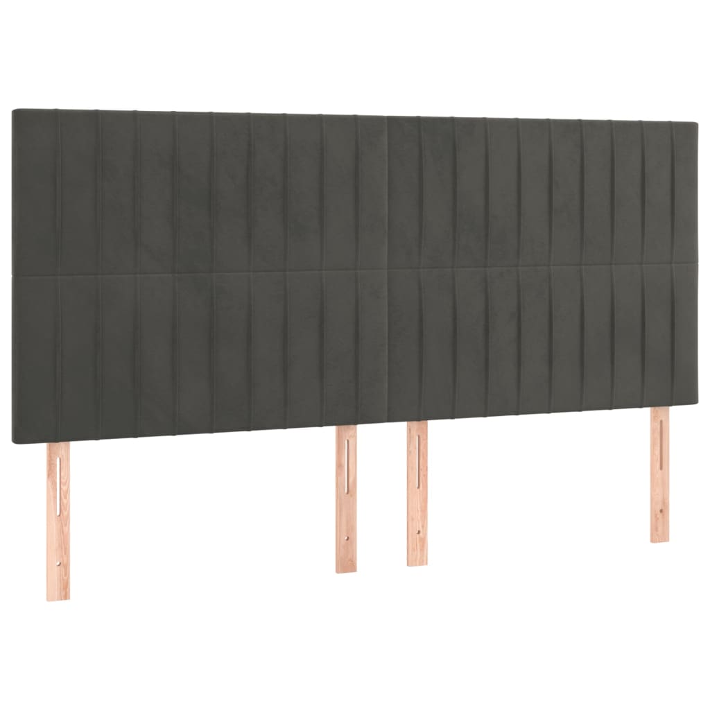 Sänggavel LED mörkgrå 160x5x118/128 cm sammet