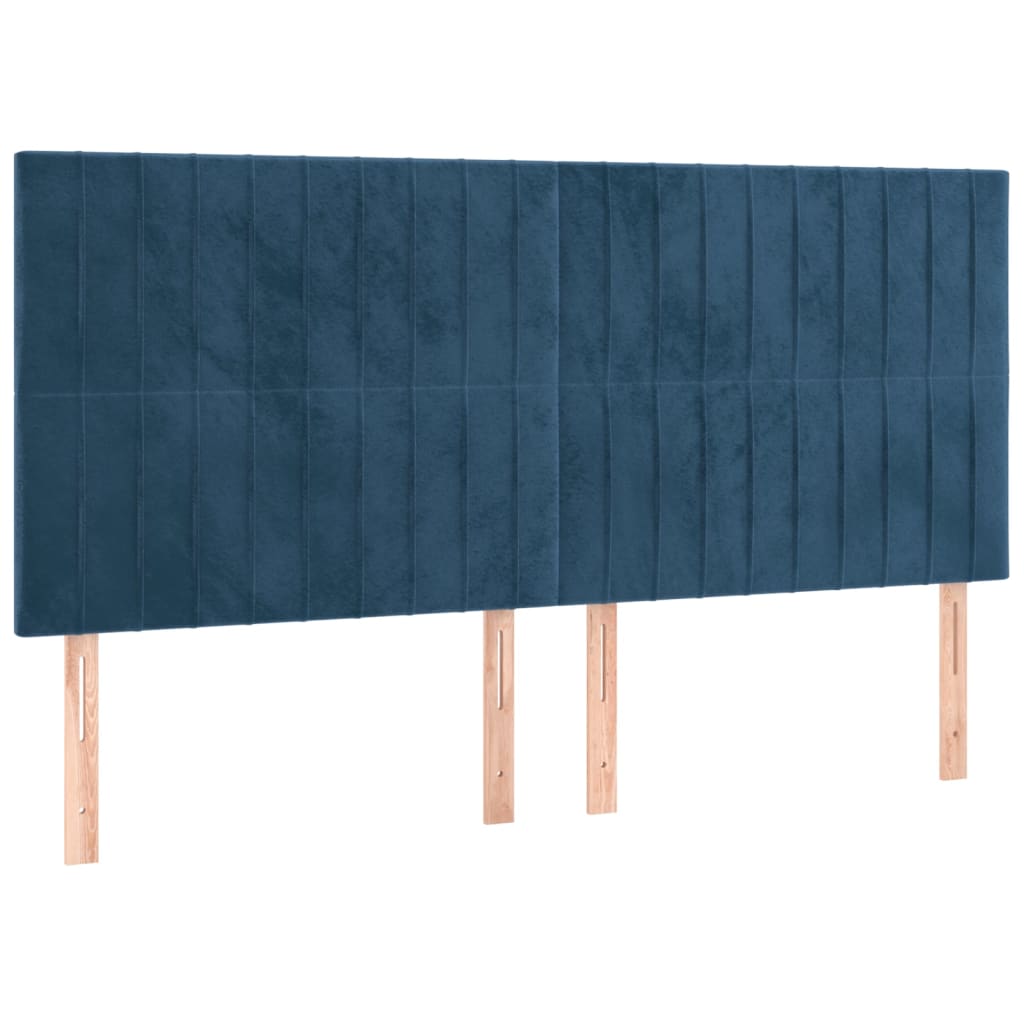 Sänggavel LED mörkblå 160x5x118/128 cm sammet