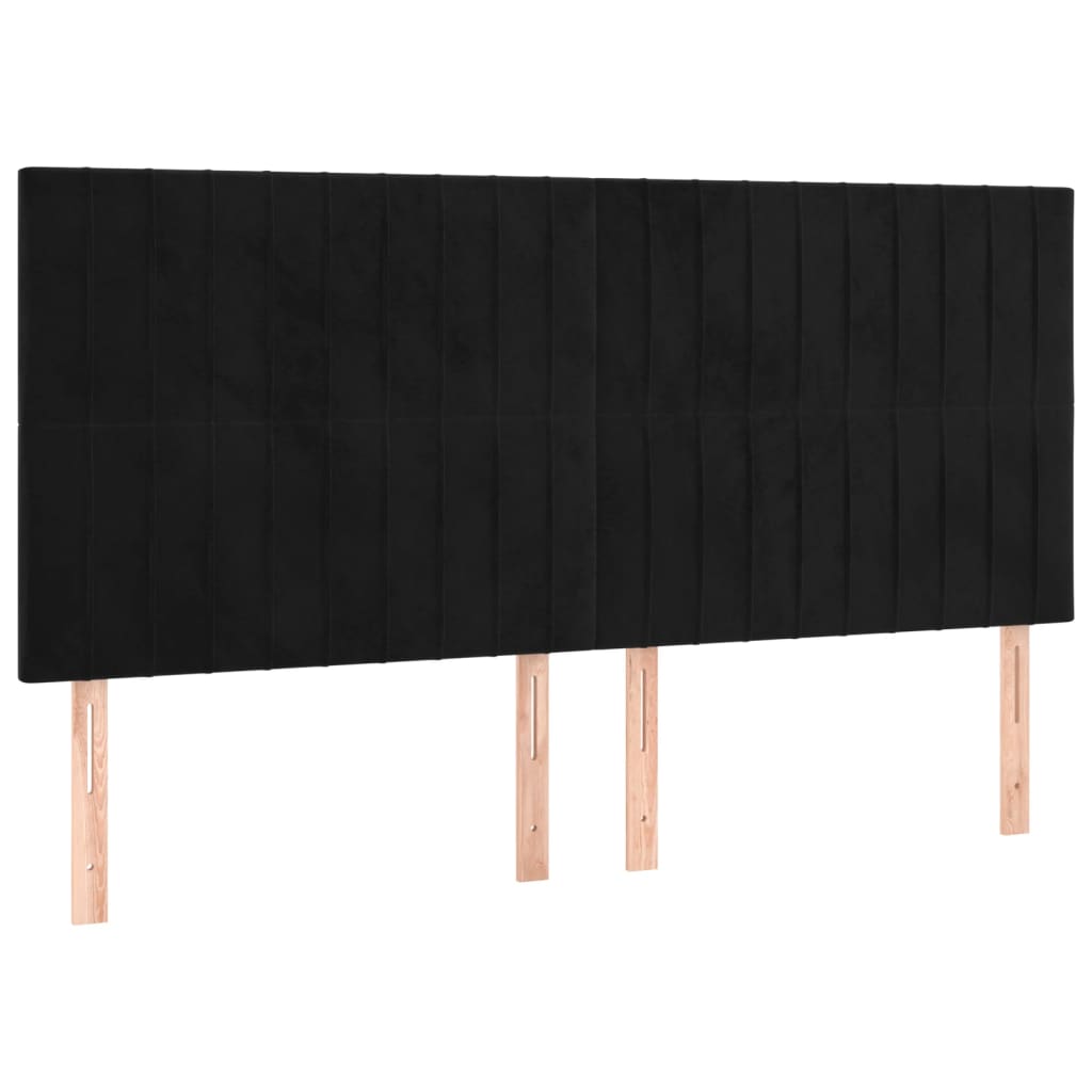 Sänggavel LED svart 180x5x118/128 cm sammet