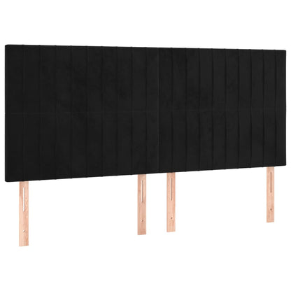 Sänggavel LED svart 200x5x118/128 cm sammet