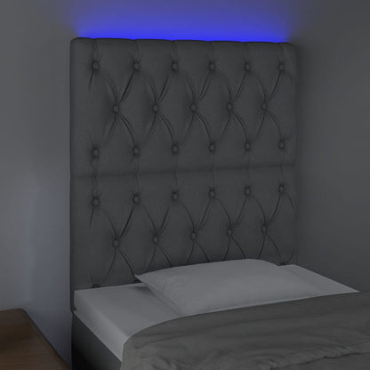 Sänggavel LED ljusgrå 80x7x118/128 cm tyg