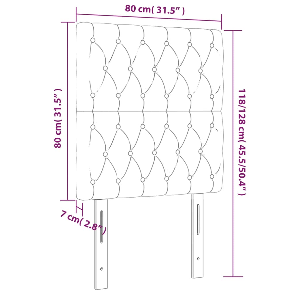 Sänggavel LED ljusgrå 80x7x118/128 cm tyg