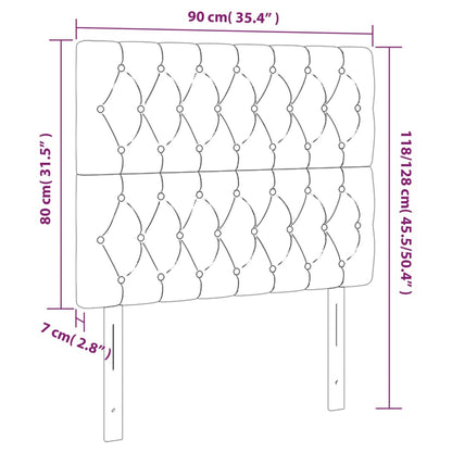 Sänggavel LED svart 90x7x118/128 cm tyg