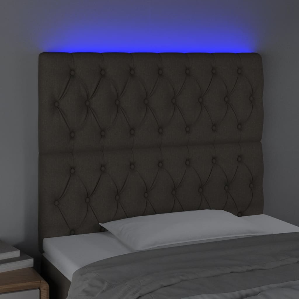 Sänggavel LED taupe 90x7x118/128 cm tyg