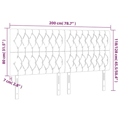 Sänggavel LED ljusgrå 200x7x118/128 cm tyg