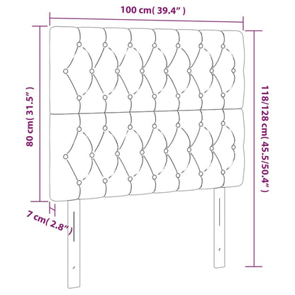 Sänggavel LED rosa 100x7x118/128 cm tyg