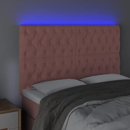 Sänggavel LED rosa 160x7x118/128 cm tyg