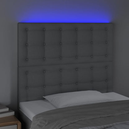 Sänggavel LED ljusgrå 80x5x118/128 cm tyg