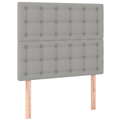 Sänggavel LED ljusgrå 80x5x118/128 cm tyg