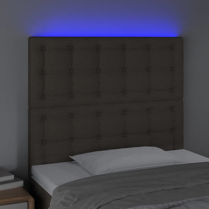 Sänggavel LED taupe 100x5x118/128 cm tyg