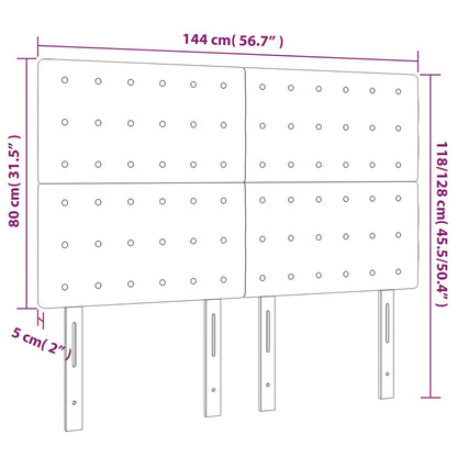 Sänggavel LED svart 144x5x118/128 cm tyg