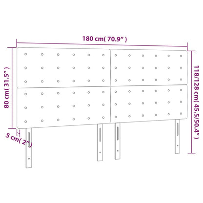 Sänggavel LED ljusgrå 180x5x118/128 cm tyg