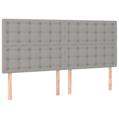 Sänggavel LED ljusgrå 200x5x118/128 cm tyg