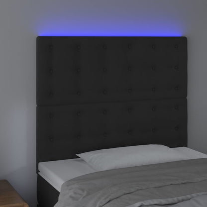 Sänggavel LED svart 80x5x118/128 cm sammet